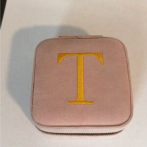 Blush Jewelry Case with Gold Initial